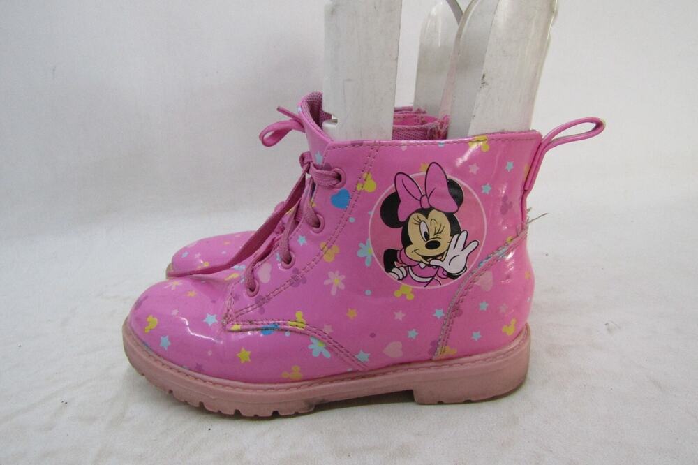 Disney Minnie Mouse Little Kids Youth Sz 12 Pink Zip Lace Up Boots
